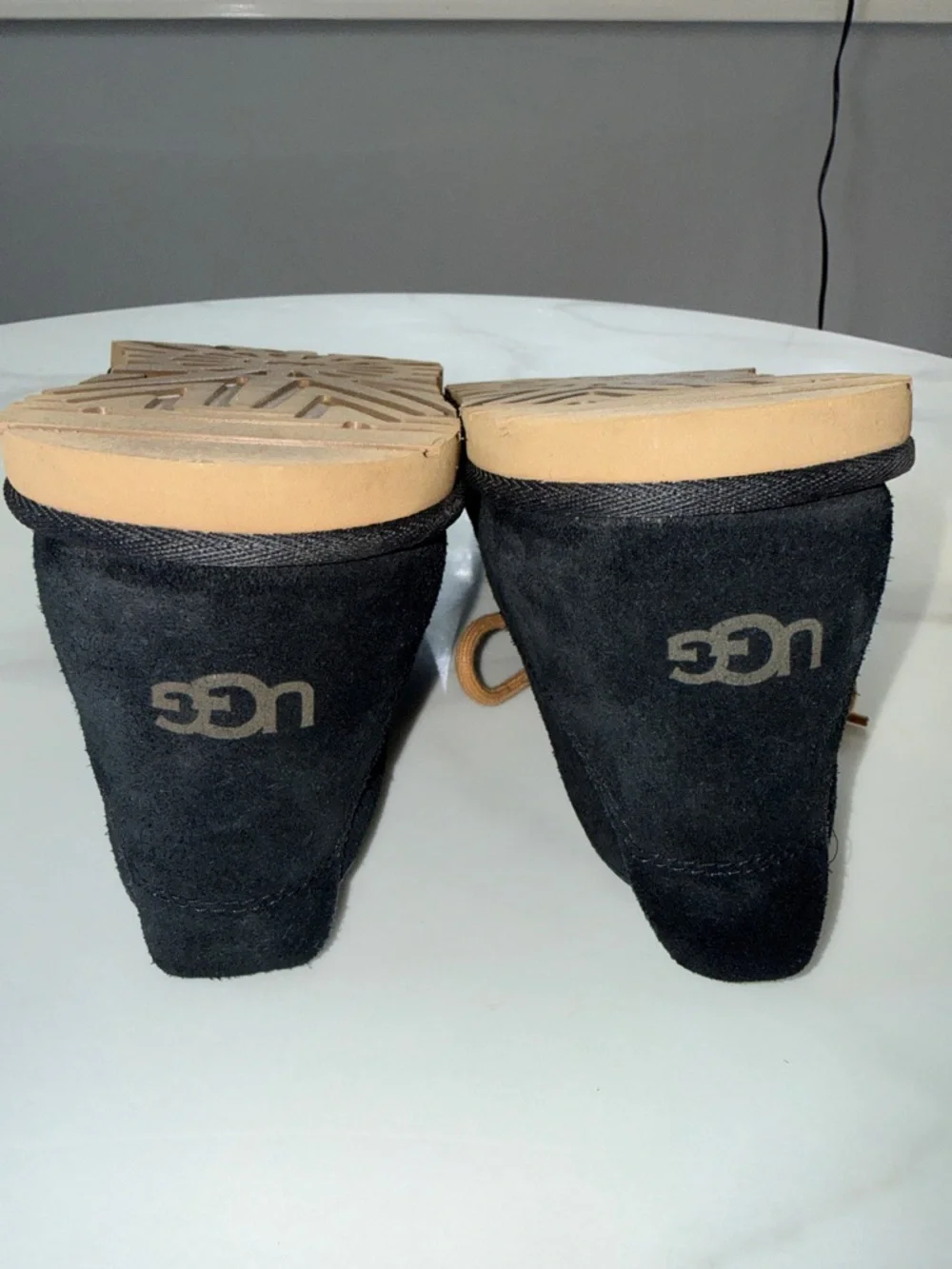 UGG Black Suede Low-Top Shoes with Tan Laces